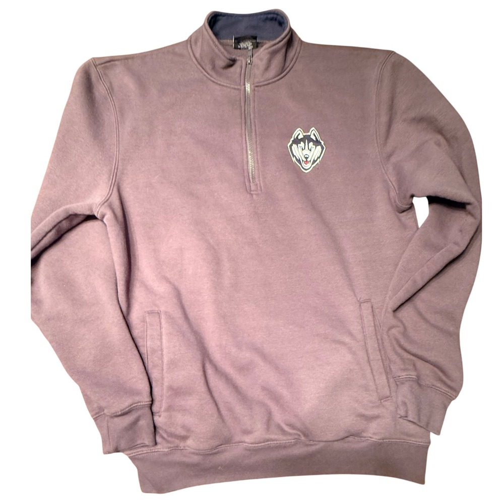 UConn Huskies Quarter Zip Fleece Pullover Medium Grey Husky Logo Sweatshirt